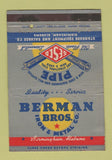 Matchbook Cover - Berman Bros Iron Metal Pipe Birmingham AL 40 Strike