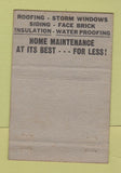 Matchbook Cover - Standard Distributing Bethlehem PA roofing windows 40 Strike