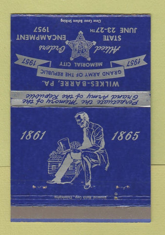 Matchbook Cover - Wilkes Barre PA 1957 Abraham Lincoln 40 Strike