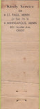 Matchbook Cover - Kindy Optical Glasses Minneapolis MN CREASES WORN