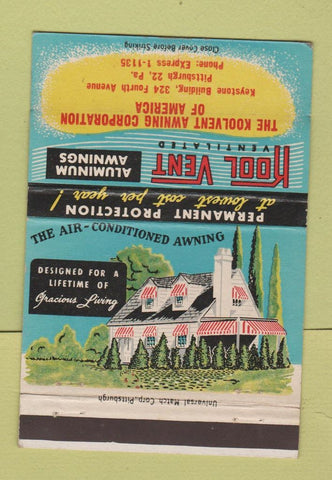 Matchbook Cover - Kool Vent Awnings Pittsburgh PA 40 Strike