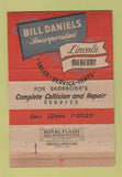 Matchbook Cover - Bill Daniel's Mercury Lincoln Dearborn MI 40 Strike