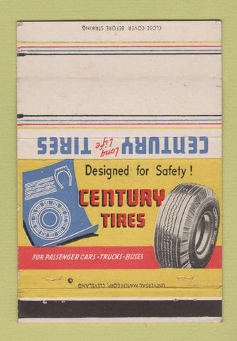 Matchbook Cover - Century Tires 40 Strike