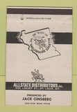 Matchbook Cover - Allstate Distributors St Louis MO liquor 40 Strike