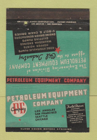 Matchbook Cover - Petroleum Equipment Company Los Angeles Seattle 40 Strike