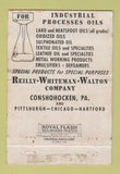 Matchbook Cover - Reilly Whiteman Walton Oils Conshohocken PA 40 Strike