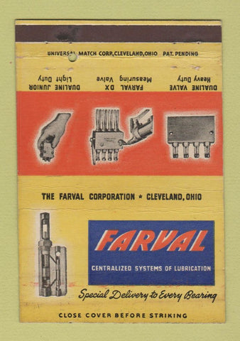 Matchbook Cover - Farval Lubrication System Cleveland OH 40 Strike