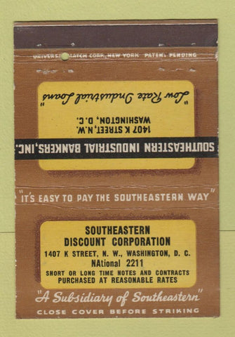 Matchbook Cover - Southeastern Industrial Bankers Washington DC 40 Strike