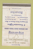 Matchbook Cover - Rockland Atlas Bank of Boston MA WEAR 40 Strike