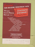 Matchbook Cover - Block Masonry Homes Falmouth MA 40 Strike