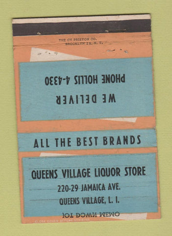 Matchbook Cover - Queens Village Liquor Store LI NY 40 Strike