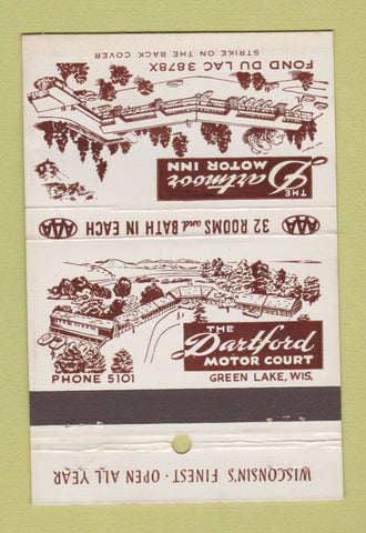 Matchbook Cover - Dartford Motor Court Green Lake WI Fond Du Lac 40 Stick