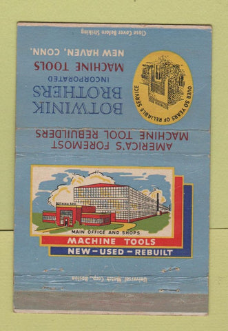 Matchbook Cover - Botwink Brothers Machine Tool New Haven CT WEAR 40 Strike