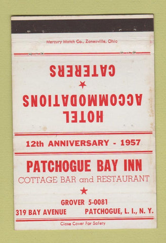Matchbook Cover - Patchogue Bay Inn LI NY 40 Strike