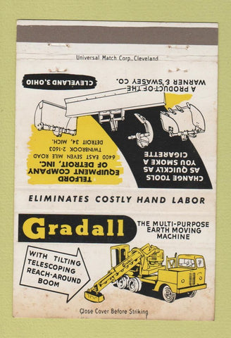 Matchbook Cover - Grandall Machinery tractor Cleveland OH construction 40 Strike
