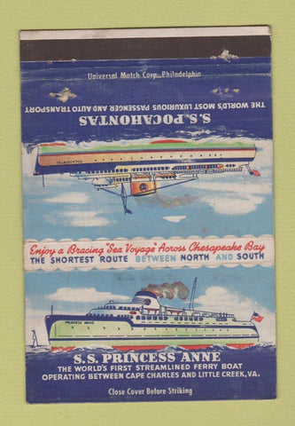 Matchbook Cover - SS Princess Anne Pocahontas  40 Strike