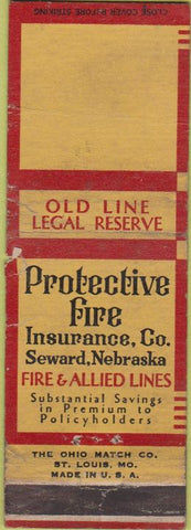 Matchbook Cover - Fire Insurance Seward NE BLANK WORN CREASE