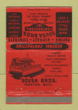 Matchbook Cover - Sousa Bros Contractors Paving Taunton MA WEAR 40 Strike