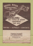 Matchbook Cover - Sousa Bros Contractors Paving Taunton MA WEAR 40 Strike