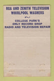 Matchbook Cover - Fenton's Radio Appliances Orlando FL RCA Zenith 40 Strike