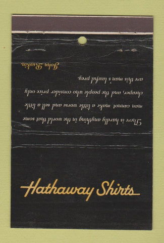 Matchbook Cover - Hathaway Men's Shirts John Ruskin Quote 40 Stick