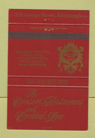 Matchbook Cover - Consort Restaurant Edinburgh UK 40 Strike