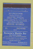 Matchbook Cover Gibson House Brownie's Marble Bar Rochester NY Pultney 40 Strike