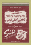 Matchbook Cover - Sids Restaurant Algonac MI 40 Strike