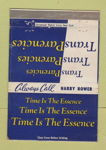 Matchbook Cover - Harry Rower Transparencies New York City 40 Strike