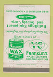 Matchbook Cover - Franklin's Wax Building Equipment Richmond VA 40 Strike