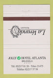Matchbook Cover - Jolly Hotel Atlanta Brussels Belgium 40 Strike