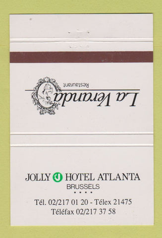 Matchbook Cover - Jolly Hotel Atlanta Brussels Belgium 40 Strike