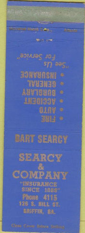 Matchbook Cover - Seacy Co Griffin GA Insurance