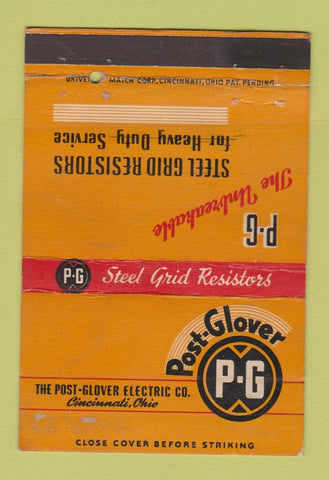 Matchbook Cover - Post Glover Electric Cincinnati OH WEAR 40 Strike