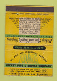 Matchbook Cover - Hickey Pipe & Supply Los Angeles CA Brea 40 Strike