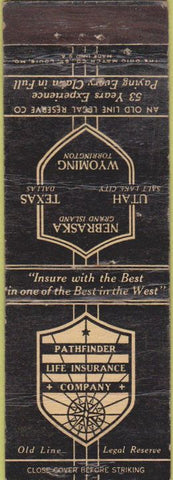 Matchbook Cover - Pathfinder Life Insurance Co Grand Island NE CREASES