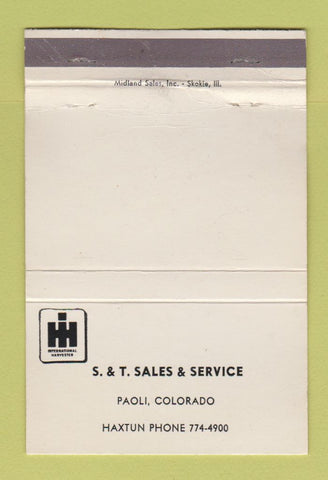 Matchbook Cover - International Harvester Tractors Paoli Colorado WORN 40 Strike