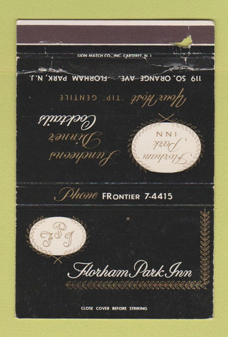 Matchbook Cover - Florham Park Inn NJ WORN 40 Strike