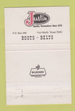 Matchbook Cover - Justin Cowboy Boots Dallas TX 40 Strike