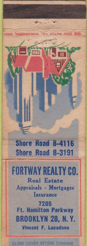 Matchbook Cover - Fortway Realty Brooklyn NY CREASES