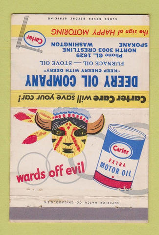 Matchbook Cover - Deery Oil Company Spokane WA Carter 40 Strike