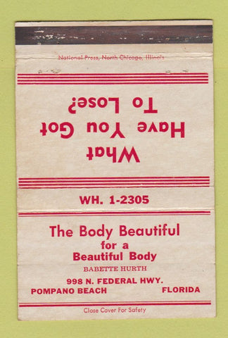 Matchbook Cover - Body Beautiful Weight Loss Pompano Beach FL 40 Strike
