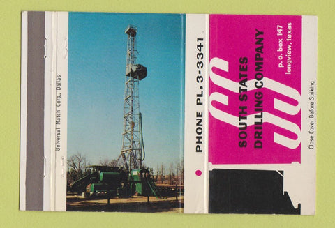 Matchbook Cover - South States Oil Drilling Longview TX 40 Strike
