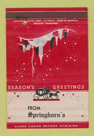 Matchbook Cover - Springborn's Christmas WEAR 40 Strike