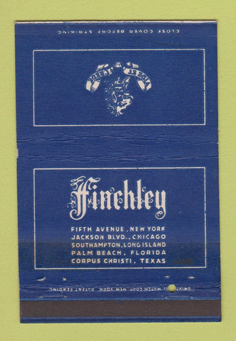 Matchbook Cover - Finchley New York City Chicago Men's Clothes 40 Strike