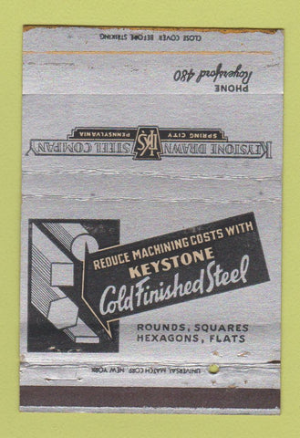 Matchbook Cover - Keystone Drawn Steel Spring City PA WEAR 40 Strike