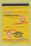 Matchbook Cover - Anderson Insurance Agency Morenci MI WEAR 40 Strike