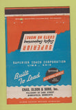Matchbook Cover - Superior Bus Bodies Chas Olson Minneapolis MN 40 Strike