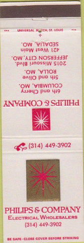 Matchbook Cover - Philips Co Electric Wholesale Rolla MO Columbia Sedalia