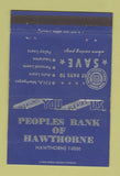 Matchbook Cover - Peoples Bank of Hawthorne BLUE 40 Strike